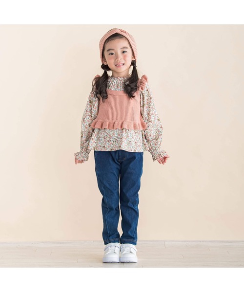 Noeil aime BeBe(ノイユエイムベベ)の「花柄スモックブラウス(90~130cm)(シャツ/ブラウス・キッズ・ピンク系/グリーン系・90cm/100cm/110cm/120cm/130cm)」の3枚目の写真