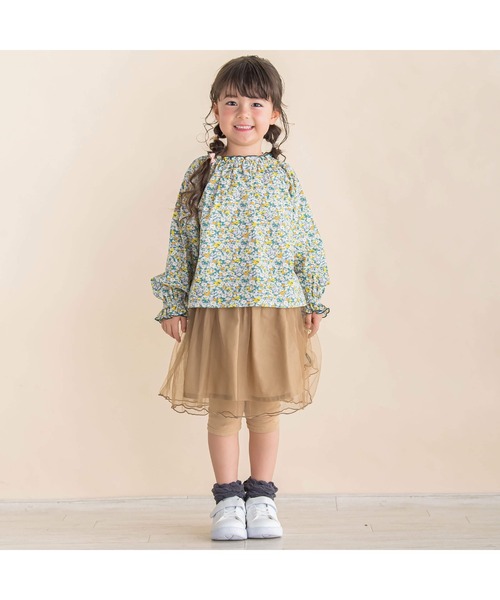 Noeil aime BeBe(ノイユエイムベベ)の「花柄スモックブラウス(90~130cm)(シャツ/ブラウス・キッズ・ピンク系/グリーン系・90cm/100cm/110cm/120cm/130cm)」の4枚目の写真