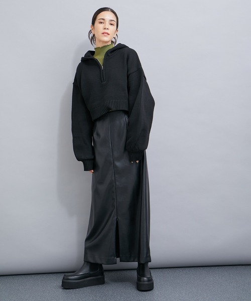 le cercle ADAM ET ROPE'（ルセルクルアダムエロペ）の「ハーフZIPニットプルオーバー（ニット/セーター・レディース・グレー/レッド系その他2/ブラック/ホワイト・FREE）」の7枚目の写真