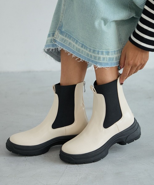 バックジップ サイドゴアブーツ ブーツ 本革バックジップサイドゴアブーツ レディース