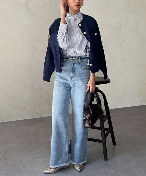 Chez toi(シェトワ)の「ネックフリルブラウス(シャツ/ブラウス・レディース・ネイビー/オフホワイト/サックスブルー/ブルー・FREE)」の22枚目の写真