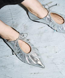 LE TALON（ルタロン）の「《追加》MIDORI UEEDA×GRISEレザーポインテッドギャザーバブーシュ（その他シューズ）」