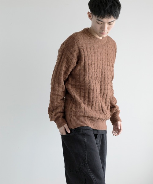 aimoha(アイモハ)の「aimoha men Cozy Grid Knit Sweater(ニット/セーター・メンズ・ダークグレー/ホワイト/ブラック/チョコ・MEDIUM/LARGE/X-LARGE/XX-LARGE/XXX-LARGE)」の9枚目の写真