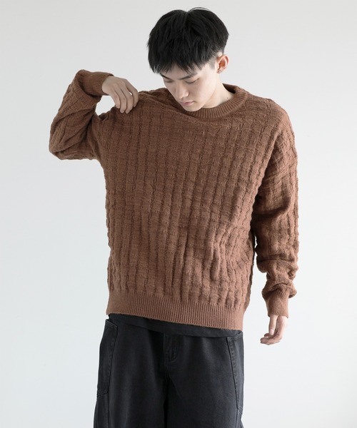 aimoha(アイモハ)の「aimoha men Cozy Grid Knit Sweater(ニット/セーター・メンズ・ダークグレー/ホワイト/ブラック/チョコ・MEDIUM/LARGE/X-LARGE/XX-LARGE/XXX-LARGE)」の11枚目の写真
