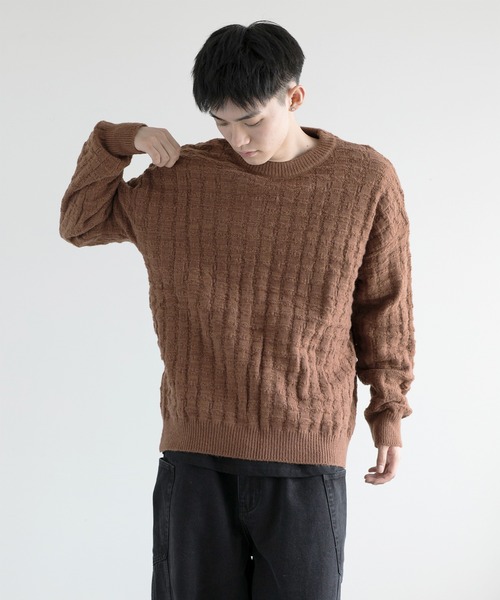 aimoha(アイモハ)の「aimoha men Cozy Grid Knit Sweater(ニット/セーター・メンズ・ダークグレー/ホワイト/ブラック/チョコ・MEDIUM/LARGE/X-LARGE/XX-LARGE/XXX-LARGE)」の12枚目の写真