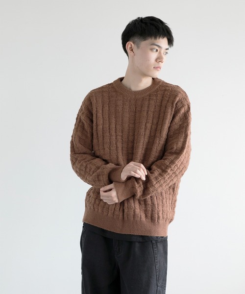 aimoha(アイモハ)の「aimoha men Cozy Grid Knit Sweater(ニット/セーター・メンズ・ダークグレー/ホワイト/ブラック/チョコ・MEDIUM/LARGE/X-LARGE/XX-LARGE/XXX-LARGE)」の15枚目の写真