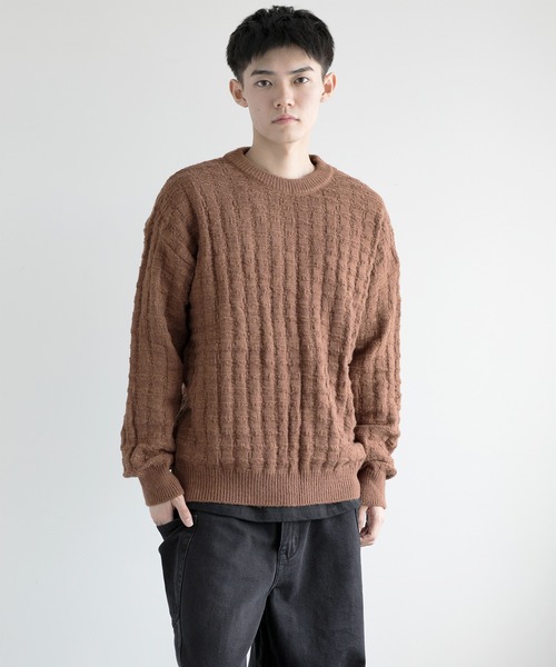 aimoha(アイモハ)の「aimoha men Cozy Grid Knit Sweater(ニット/セーター・メンズ・ダークグレー/ホワイト/ブラック/チョコ・MEDIUM/LARGE/X-LARGE/XX-LARGE/XXX-LARGE)」の16枚目の写真