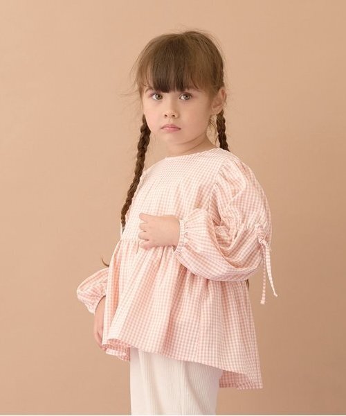 Lycee mine（リセマイン）の「ボリュームたっぷりペプラムブラウス（シャツ/ブラウス・キッズ・ブラウン系/ブラック/サーモンピンク/モスグリーン・100cm/110cm/120cm/130cm/140cm/150cm）」の4枚目の写真