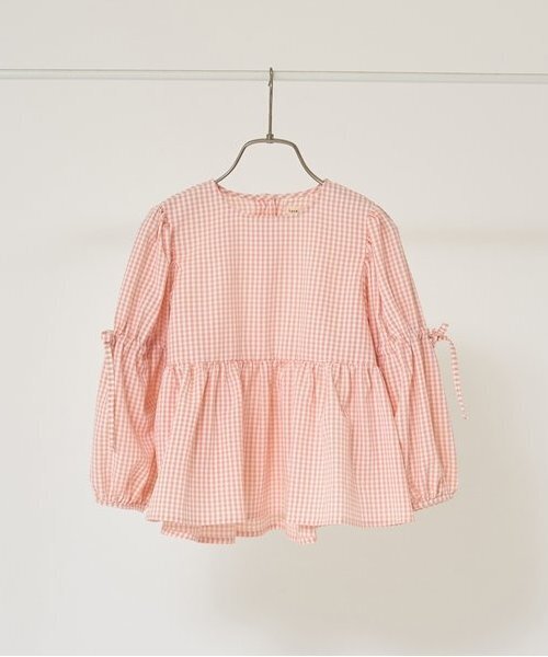 Lycee mine（リセマイン）の「ボリュームたっぷりペプラムブラウス（シャツ/ブラウス・キッズ・ブラウン系/ブラック/サーモンピンク/モスグリーン・100cm/110cm/120cm/130cm/140cm/150cm）」の6枚目の写真