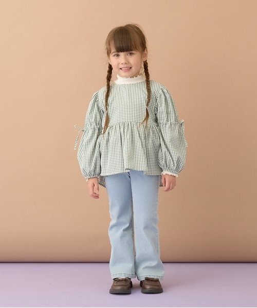 Lycee mine（リセマイン）の「ボリュームたっぷりペプラムブラウス（シャツ/ブラウス・キッズ・ブラウン系/ブラック/サーモンピンク/モスグリーン・100cm/110cm/120cm/130cm/140cm/150cm）」の14枚目の写真