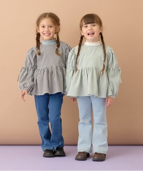 Lycee mine（リセマイン）の「ボリュームたっぷりペプラムブラウス（シャツ/ブラウス・キッズ・ブラウン系/ブラック/サーモンピンク/モスグリーン・100cm/110cm/120cm/130cm/140cm/150cm）」の22枚目の写真