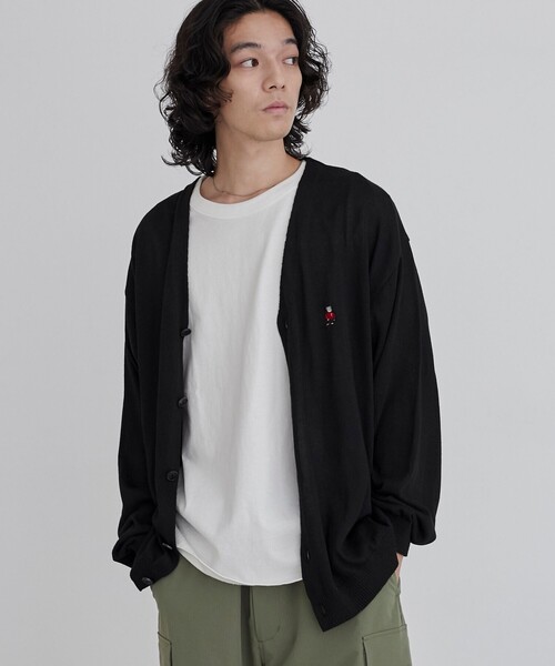 coen（コーエン）の「ワンポイントベア刺繍ニットカーディガン（カーディガン/ボレロ・メンズ・ブラック/グレー・S/M/L/XL）」の4枚目の写真