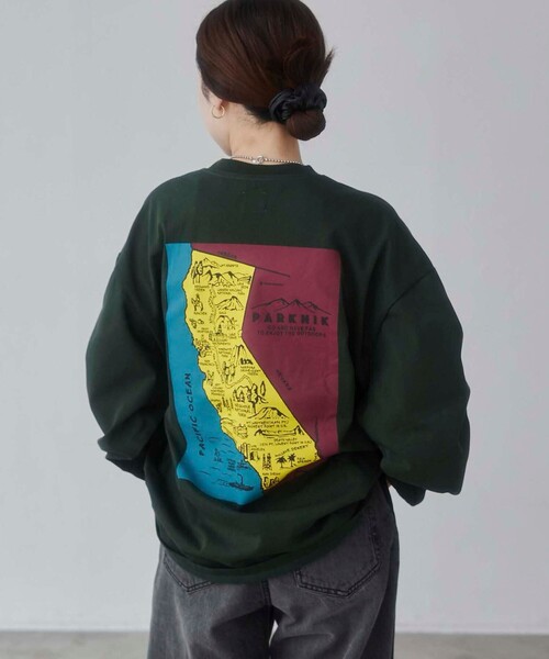 coen(コーエン)の「<Parknik>グラフィックロングTシャツ(Tシャツ/カットソー・メンズ・ホワイト/ブラック/ダークグリーン・M/L/XL)」の3枚目の写真