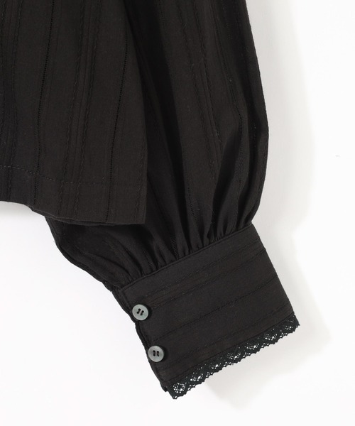 RAGEBLUE（レイジブルー）の「ボリュームスリーブ/コットンフリルブラウス（シャツ/ブラウス・レディース・ブラック/グレー・FREE）」の7枚目の写真