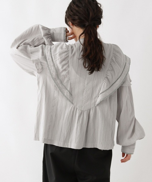 RAGEBLUE（レイジブルー）の「ボリュームスリーブ/コットンフリルブラウス（シャツ/ブラウス・レディース・ブラック/グレー・FREE）」の16枚目の写真