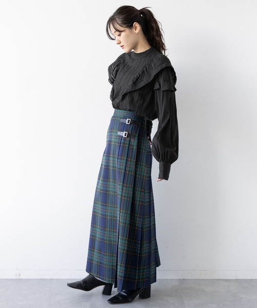 RAGEBLUE（レイジブルー）の「ボリュームスリーブ/コットンフリルブラウス（シャツ/ブラウス・レディース・ブラック/グレー・FREE）」の15枚目の写真