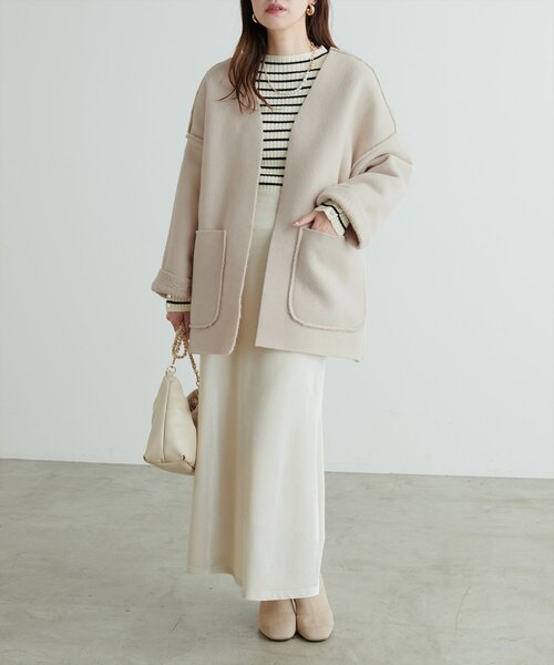 natural couture（ナチュラルクチュール）の「リングウールリバーシブルトッパー（その他アウター・レディース・ブラウン/モカ/ライトベージュ・FREE）」の17枚目の写真