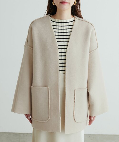 natural couture（ナチュラルクチュール）の「リングウールリバーシブルトッパー（その他アウター・レディース・ブラウン/モカ/ライトベージュ・FREE）」の18枚目の写真