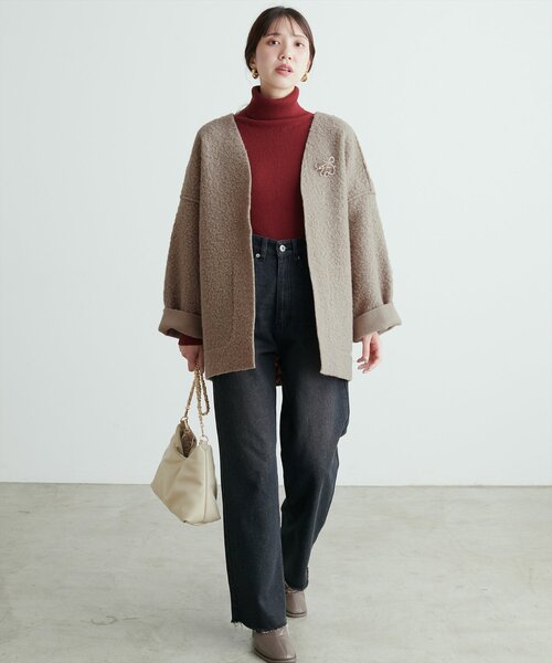 natural couture（ナチュラルクチュール）の「リングウールリバーシブルトッパー（その他アウター・レディース・ブラウン/モカ/ライトベージュ・FREE）」の14枚目の写真