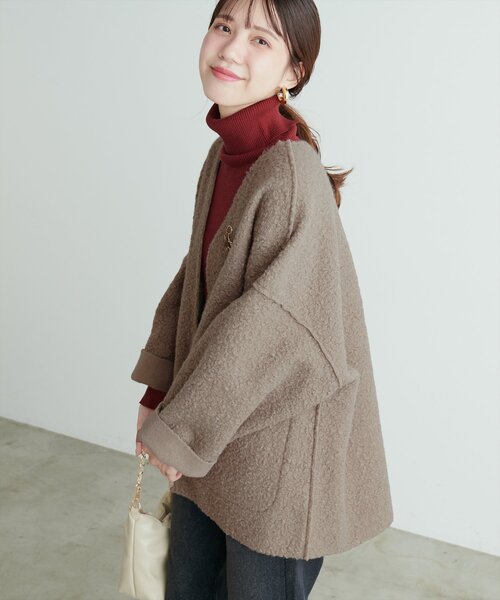 natural couture（ナチュラルクチュール）の「リングウールリバーシブルトッパー（その他アウター・レディース・ブラウン/モカ/ライトベージュ・FREE）」の12枚目の写真