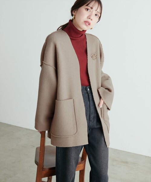 natural couture（ナチュラルクチュール）の「リングウールリバーシブルトッパー（その他アウター・レディース・ブラウン/モカ/ライトベージュ・FREE）」の13枚目の写真