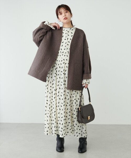 natural couture（ナチュラルクチュール）の「リングウールリバーシブルトッパー（その他アウター・レディース・ブラウン/モカ/ライトベージュ・FREE）」の5枚目の写真