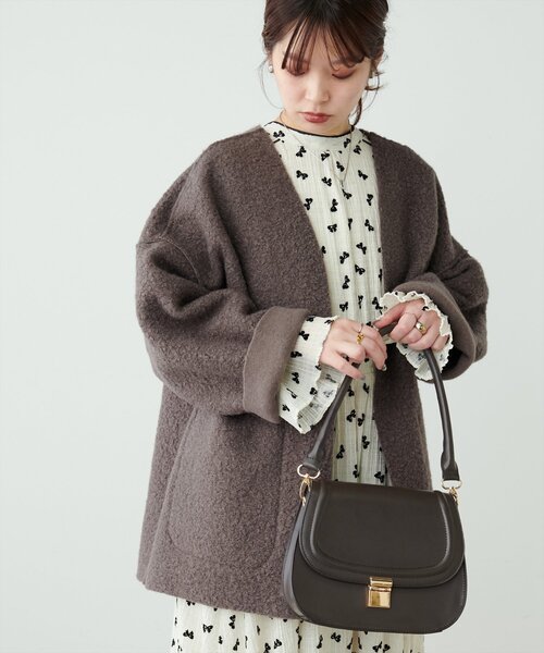 natural couture（ナチュラルクチュール）の「リングウールリバーシブルトッパー（その他アウター・レディース・ブラウン/モカ/ライトベージュ・FREE）」の2枚目の写真