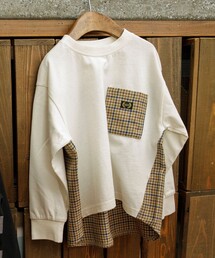 BRANSHES（ブランシェス）の「【おそろい】チェック柄切替長袖Tシャツ（Tシャツ/カットソー）」