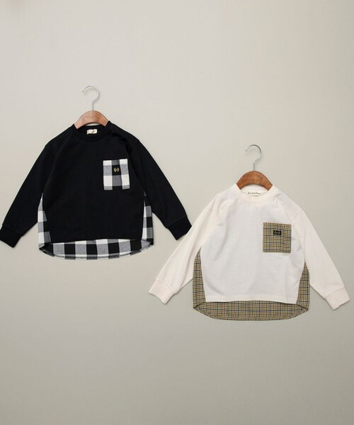 BRANSHES(ブランシェス)の「【おそろい】チェック柄切替長袖Tシャツ(Tシャツ/カットソー・キッズ・ブラウン/ブラック・90/100/110/140/130/150/120/80)」の13枚目の写真