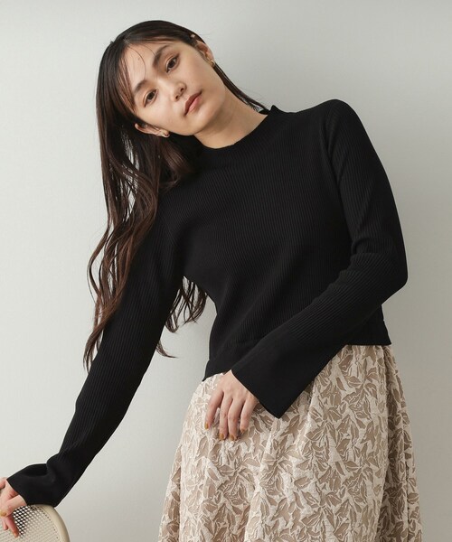 【セール】ニット×ジャカードドッキングワンピース【洗濯機洗い可】（ワンピース）｜OPAQUE.CLIP（オペークドットクリップ）