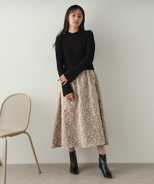 OPAQUE.CLIP（オペークドットクリップ）の「◆ニット×ジャカードドッキングワンピース【洗濯機洗い可】（ワンピース・レディース・ブラック/ブルー系9/ピンク系その他/ベージュ系4・38/40/42）」の11枚目の写真