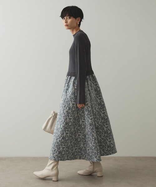 OPAQUE.CLIP（オペークドットクリップ）の「◆ニット×ジャカードドッキングワンピース【洗濯機洗い可】（ワンピース・レディース・ブラック/ブルー系9/ピンク系その他/ベージュ系4・38/40/42）」の15枚目の写真