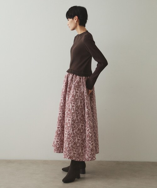 OPAQUE.CLIP（オペークドットクリップ）の「◆ニット×ジャカードドッキングワンピース【洗濯機洗い可】（ワンピース・レディース・ブラック/ブルー系9/ピンク系その他/ベージュ系4・38/40/42）」の22枚目の写真