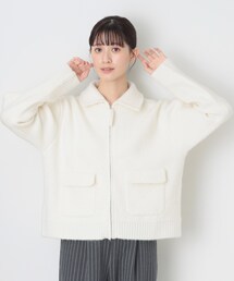 ◆【洗える】ダブルフェイスジップアップカーデ