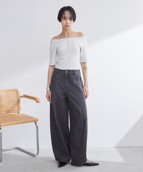 'S MAX MARA●SOPHIE バレルレッグ ワイドデニムパンツ S,M,Lサイズ展開】バレルレッグワイドデニムパンツ/美シルエット