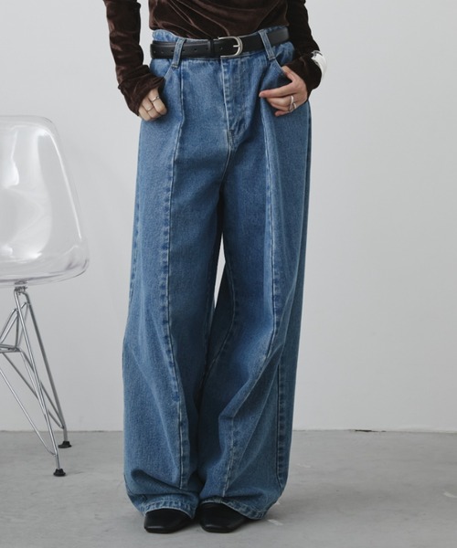 Aunt Marie's（アントマリーズ）の「【S,M,Lサイズ展開】バレルレッグワイドデニムパンツ/美シルエット/オールシーズン着用可能（デニムパンツ・レディース・ライトブルー/ブルー/ブラック・L/M/S）」の22枚目の写真