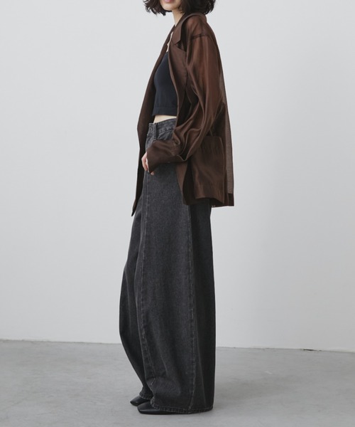 Aunt Marie's（アントマリーズ）の「【S,M,Lサイズ展開】バレルレッグワイドデニムパンツ/美シルエット/オールシーズン着用可能（デニムパンツ・レディース・ライトブルー/ブルー/ブラック・L/M/S）」の21枚目の写真