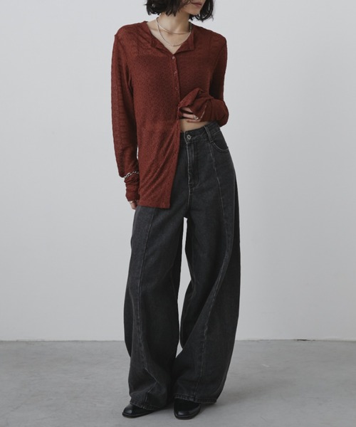 Aunt Marie's（アントマリーズ）の「【S,M,Lサイズ展開】バレルレッグワイドデニムパンツ/美シルエット/オールシーズン着用可能（デニムパンツ・レディース・ライトブルー/ブルー/ブラック・L/M/S）」の19枚目の写真