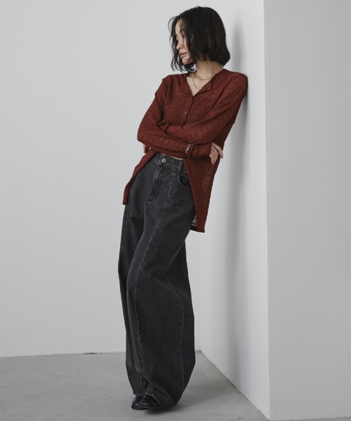 Aunt Marie's（アントマリーズ）の「【S,M,Lサイズ展開】バレルレッグワイドデニムパンツ/美シルエット/オールシーズン着用可能（デニムパンツ・レディース・ライトブルー/ブルー/ブラック・L/M/S）」の20枚目の写真