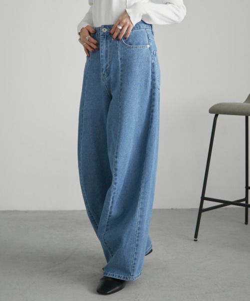 'S MAX MARA●SOPHIE バレルレッグ ワイドデニムパンツ S,M,Lサイズ展開】バレルレッグワイドデニムパンツ/美シルエット