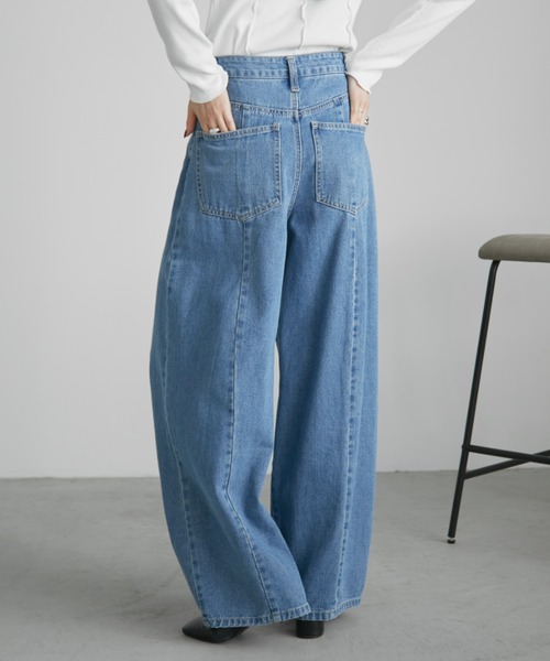 'S MAX MARA●SOPHIE バレルレッグ ワイドデニムパンツ S MAXMARA デニムバレル レッグパンツ SOPHIE (S Max Mara