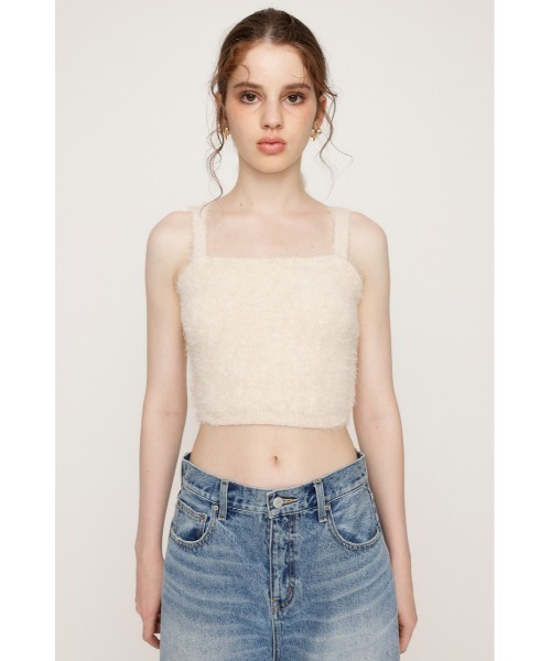 SLY（スライ）の「SHAGGY BRA TOP シャギー ブラ トップ / セットアップ可（キャミソール・レディース・ピンク/ブラック/アイボリー/グレー・FREE）」の10枚目の写真