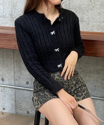 【TAN】シャギーニット ボレロ（ブラック） TAN（タン）の「【TAN/タン】メタリックライクシャギーボレロ