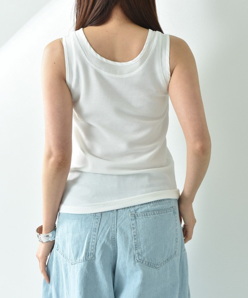 INTERPLANET（インタープラネット）の「ラッセル編シアー切替２ＷＡＹタンク（タンクトップ・レディース・オフホワイト/ホワイト系その他/ブラック/グレイッシュベージュ・FREE）」の7枚目の写真