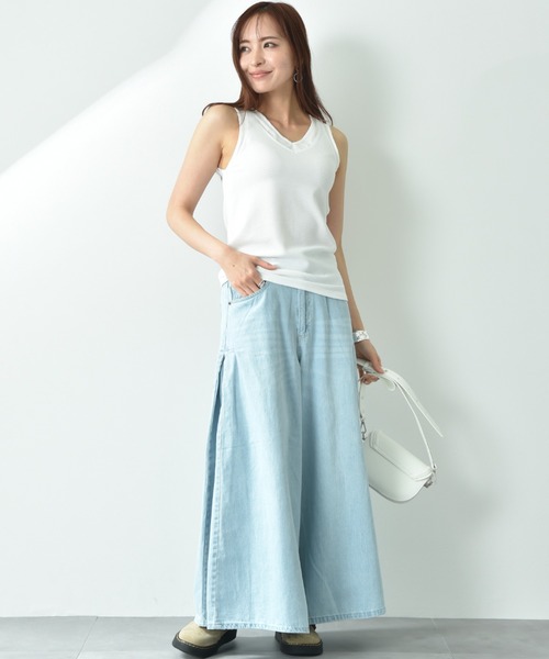 INTERPLANET（インタープラネット）の「ラッセル編シアー切替２ＷＡＹタンク（タンクトップ・レディース・オフホワイト/ホワイト系その他/ブラック/グレイッシュベージュ・FREE）」の10枚目の写真