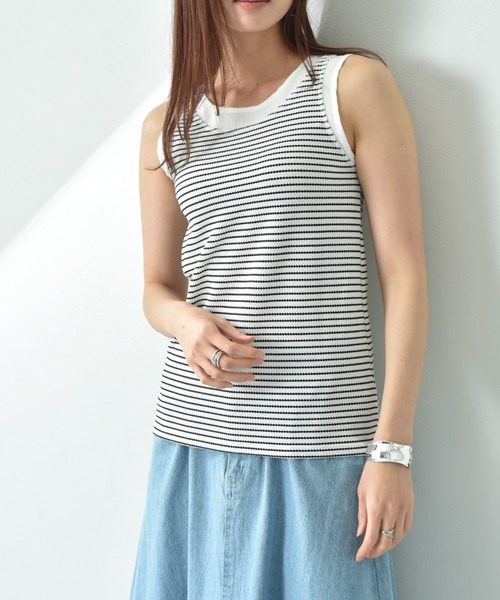 INTERPLANET（インタープラネット）の「ラッセル編シアー切替２ＷＡＹタンク（タンクトップ・レディース・オフホワイト/ホワイト系その他/ブラック/グレイッシュベージュ・FREE）」の17枚目の写真