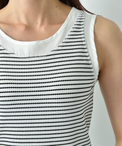 INTERPLANET（インタープラネット）の「ラッセル編シアー切替２ＷＡＹタンク（タンクトップ・レディース・オフホワイト/ホワイト系その他/ブラック/グレイッシュベージュ・FREE）」の18枚目の写真