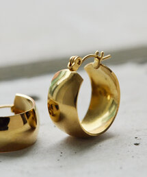 ear PAPILLONNER | 《インフルエンサーuchida企画》キャッチレス/金属アレルギー対応/ステンレス/20mm/幅広ミニフープピアス(ピアス(両耳用))