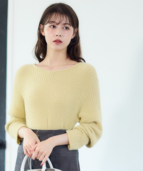 12Twelve Agenda（トゥエルブ　アジェンダ）の「前後2wayラメワイドリブシャギーニットプルオーバー（ニット/セーター・レディース・サックスブルー/イエロー/ベージュ/チャコールグレー/ミント/アイボリー・M）」の6枚目の写真