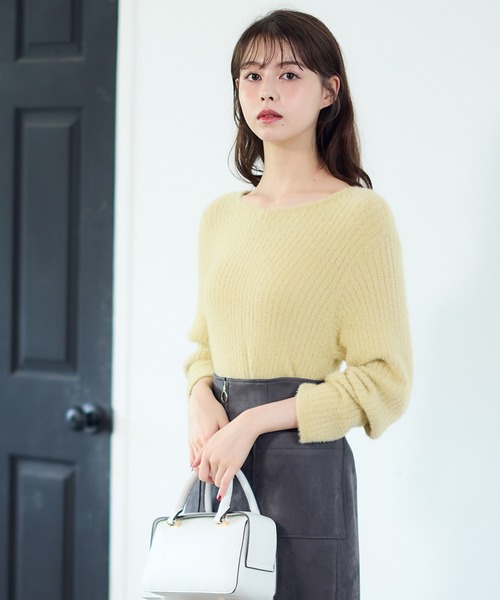 12Twelve Agenda（トゥエルブ　アジェンダ）の「前後2wayラメワイドリブシャギーニットプルオーバー（ニット/セーター・レディース・サックスブルー/イエロー/ベージュ/チャコールグレー/ミント/アイボリー・M）」の18枚目の写真